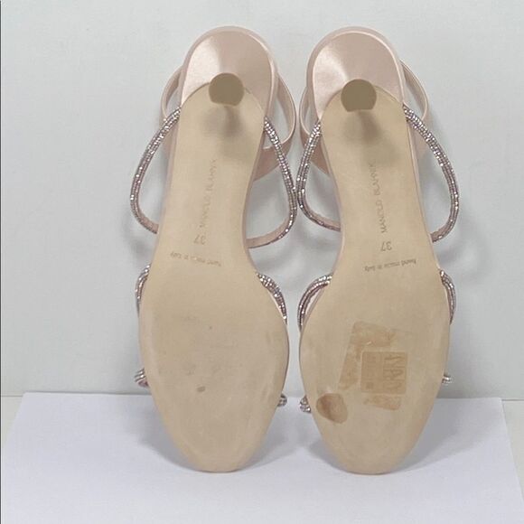 Manolo Blahnik Lucecry Satin Embellished Slingback Sandals size 37 - Picture 10 of 11